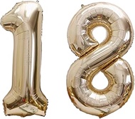 Gold Balloon Numbers 18/81, 40 Inch Light Gold Balloon 18th Birthday Decoration, XXL Jumbo Foil Ball