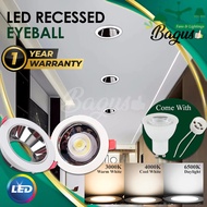 Recessed Eyeball - 3" Round Casing Frame Fitting Fixture Ceiling Downlight Spotlight White GM C/W GU10 LED Bulb + Holder