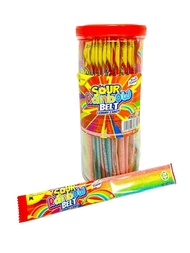[ BOTTLE ] 30pcs ALIBABA Sour Rainbow Belt Gummy Candy HALAL