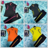 เสื้อกีฬาเสื้อกีฬาผู้หญิงชุดเข้ารูป คอวี  เสื้อกีฬาชุดบางชุดสีต่างกันเสื้อสีกรมโอลด.  เทาแถบส้ม  เทา