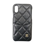 黑色 荔枝紋 牛皮 iphone X/XS 手機殼【CHANEL 香奈兒】 A83565