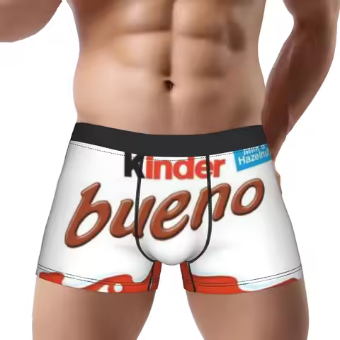 White And Red Kinder Surprise Underpants Homme Panties Man Underwear Ventilate Shorts Boxer Briefs