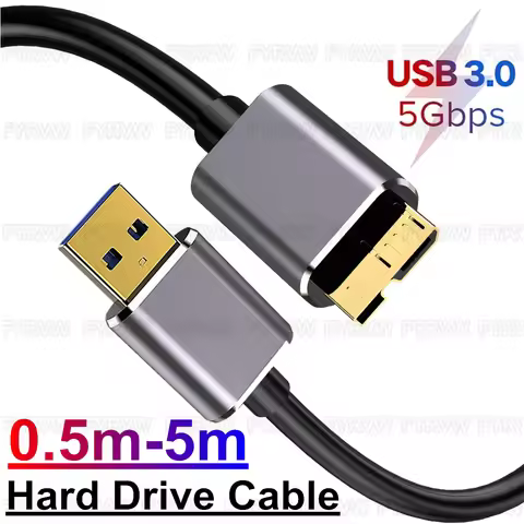 Micro B USB3.0 Cable 5Gbps Hard Drive Cable Disk HDD External Cable for Samsung S5 Note3 Toshiba WD 