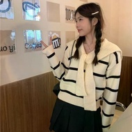 Sweet Girl Sweater Women's Autumn and Winter New Outfit Striped College Outfit