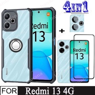4 In1 Redmi 13 4G Shockproof Phone Case for Redmi 13C 12C 10C Privacy Ceramic Full Matte Screen Prot