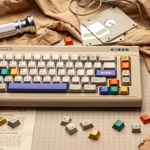 C64 Remake Theme Keycap Set 180keyPBT Custom Simple Retro Gray Keyboard Cap Cherry Profile Gaming Ke