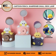 3 in 1 Mini Cartoon LED Table Study Lamp | Pencil Sharpener & Pen Holder Kids Small Desk | USB Charg