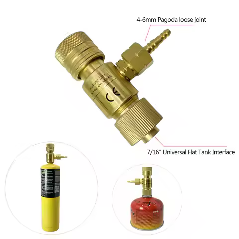 Oxygen Welded Gas Regulator MAPP Transfer 7/16" Flat Tank Set Full Copper Explosion-proof Pressure R
