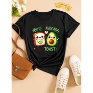 Women's Cute Toast&Avocado Toast Cartoon T-Shirt-Lightweight Breathable Short Sleeve Round Neck Spri