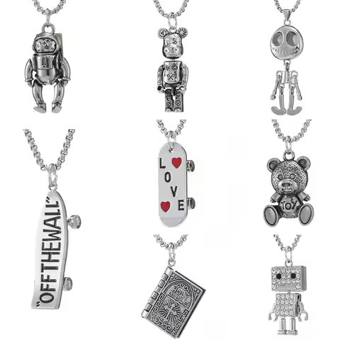 Biblical books Necklace Scooter Pendant New Astronaut Money Cattle Robot Skeleton man Bear Sweater C