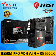 [COMBO SET] MSI B550M PRO-VDH WIFI AMD AM4 4 RAM SLOT M-ATX MOTHERBOARD + AMD RYZEN 5 5600X  AM4 PRO