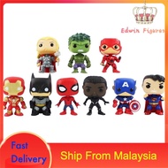 Super Heroes Avengers FUNKO POP Batman Superman Spiderman Iron Man Flash Hulk Captain Thor Black Panther Figures