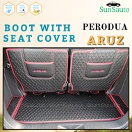 Perodua ARUZ Premium Carpet Boot Mat with Seat Cover Trunk Cargo Carpet leather with Back Seat Cover