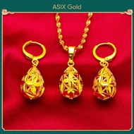 ASIXGOLD Barang Kemas Emas Wanita 2 dalam 1 Set Emas Korea 916 Anting Kalung Emas Bangkok Wanita /Women's Gold Jewelry 2 in 1 Set Korea Gold 916 Earrings Bangkok Gold Necklace Women