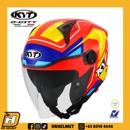KYT DCITY Overtech Orange Yellow Helmet | PSB Approved Helmet | KYT D-City Helmet | DR Helmet Motors