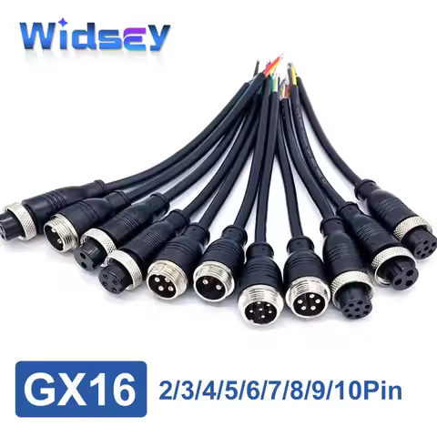 GX16 Aviation Plug Cable Male to Female 2 3 4 5 6 7 8 9 10 Pin with Line Connector 16mm Aviation Soc