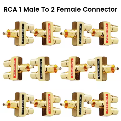 AV Audio and Video Adapter Gold Plated Copper RCA 1 Male To 2 Female Connector