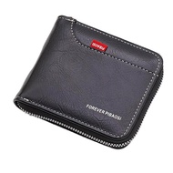 MenBense Mens Wallet Wax Oil PU Leather Wallets Classic Fashion Purse with Coin Pocket Retro Zipper 