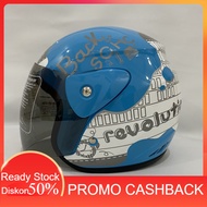 Helm Motor SNI Evo Revolution Biru Back to school Half Face Nouvo SNI Dewasa  - bukan KYT INK GM NHK