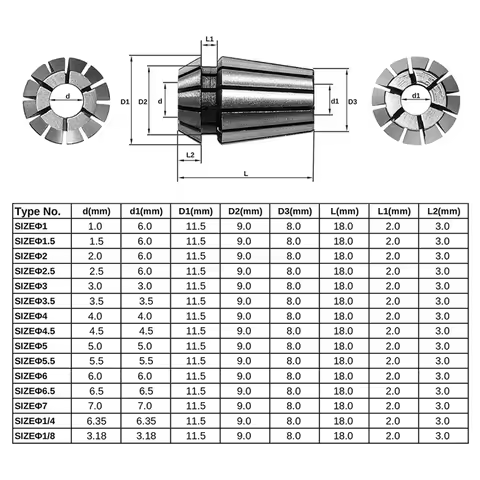 N15R-15PCS ER11 Precision Spring Collet Set For CNC Engraving Milling Lathe Chuck Tool 1.0Mm-7.0Mm &