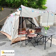 Self-expanding Glamping tent NH21ZP0100, vitage camping tent with ultra-wide awning in luxurious cre