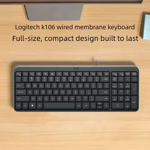 Logitech K106 Wired Keyboard 99 Keys Membrane Keyboard USB Plug and Play with Numeric Keypad Spill-r
