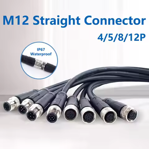 1Pcs IP67 Waterproof M12 Sensor Connector 4 5 8 Pin Male / Female Aviation Plug Wire A Type 2m PVC C