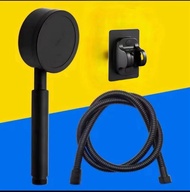 SHT ฝักบัวอาบน้ำ เพิ่มแรงดัน สแตนเลสสีดำ 304 แท้ พร้อมสายฝักบัว สแตนเลส