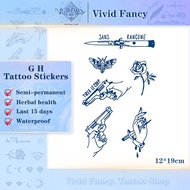 [Vivid Fancy] 12*19cm GH Tattoo Sticker Waterproof Healthy Herbal Lasts to 2 weeks