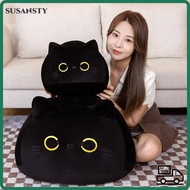 SUSANSTY Black Cat Plush Doll, 4 Size Cuddly Cuddly Pillow Cushion, Cartoon Round Ball Plushie Stuff