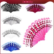 [Lohobby] 50 Pieces Acrylic Tapers and Plugs 14G-00G Silicone Tunnels Ear Gauges Expander Assorted S