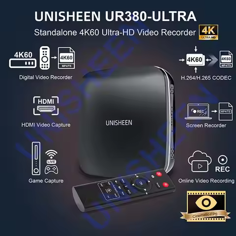 UNISHEEN 4K60 Mini Video Recorder Standalone Camera HDMI Remote Gaming Smartphone Capture Box for St