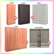 Soft Closed Door Solid Plywood 2 / 3 / 4 / 5 Doors Wardrobe Cabinet (Fully Assembled) Standalone Open Door Wardrobe