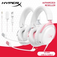 HYPER-X CLOUD III GAMING HEADSET SURROUND SOUND COMFORT DESIGN NOISE CANCELLING MIC WHITE PINK & WHI