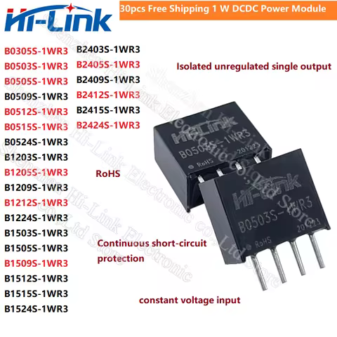 Free Shipping UL 30pcs B0503S-1WR3 B0505S B0509S B0512S B0515S B0524S 1W 5V DCDC Power Supply Module