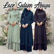 Jubah Abaya Sulam Tunang Nikah Nursing Friendly / Jubah Dress Nidha Muslimah Lace Embroidery baju raya 2024 PLAIN JUBAH