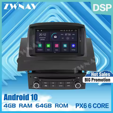 PX6 4+64 Android 10.0 Car Stereo DVD Player GPS Glonass Navigation for Renault Megane 2 Fluence Vide