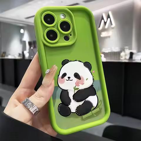 Cute Panda Phone Case for iPhone 15 Pro Phone Case for iPhone 11 12 13 14 Pro Max Mini XR XS 7 8 Plu