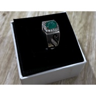 Cincin lelaki batu zamrud asli silver 925 original