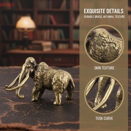 (WHMS) Brass Woolly Mammoth Statue Handmade Copper Figurines Extinct Animal Collectible for Table De