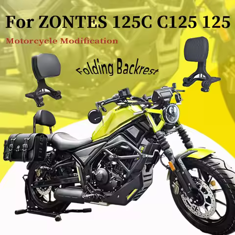 Motorcycle Detachable Folding Backrest Rear Luggage Rack Saddlebag Bracket Large Capacity Travel Bag