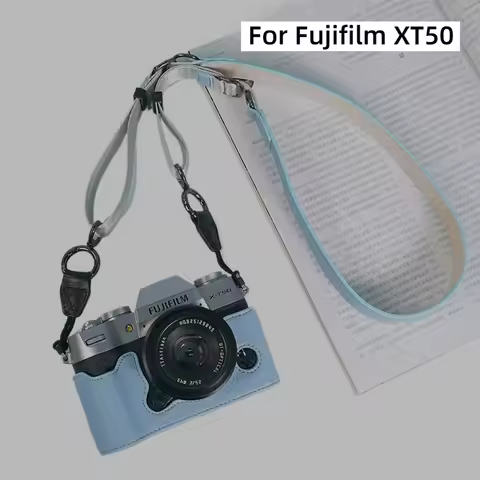For Fujifilm XT50 Leather Base Protective Cover Retro Leather Bag Strap X-T50 Professional Camera Pr