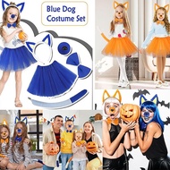 Bluey Children Cartoon Ears Hairband Skirt Collar Tail Set Shepherd Dog Ears Hair Accessories Birthd