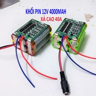 Khối pin 3S 12.6V 4000MAH. Được đóng từ 6 cell Li-on 18650 + Mạch bảo vệ 3S 40A cân bằng. Chuyên dùn