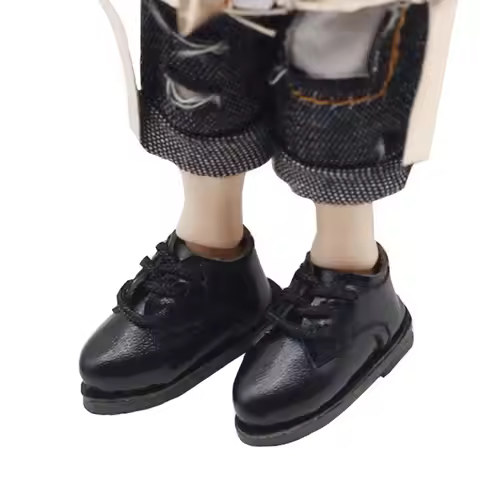 1Pair Mini Clothes PU Leather 1/12 Bjd Shoes Shoes Round Toe PU Leather Shoes Mini Cute BJD PU Shoes
