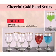 DURALEX Cheerful Gold Band Stemware Glasses / Wine glass
