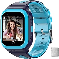 Wonlex 4G Kids Smartwatch with SIM Card, GPS Smart Watch for Kids, 1.4" Touch Screen Phone Watch with Video Calls, Voice Chat, SOS, Camera, Pedometer, Alarm, Music Player for Boys and Girls(Blue),