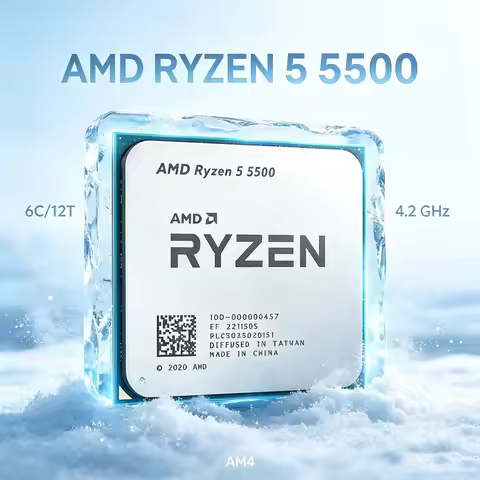 AMD Ryzen 5 5500 R5 5500 CPU 3.6 GHz Processor 6-Core 12-Thread 7NM Socket AM4 L3=16M 100-000000457