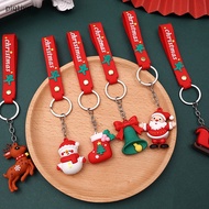 Piqt Christmas Keychain Cute Cartoon PVC 3D Doll Pendant Exquisite Car Key Accessories Girls Bag Ornaments New Year Party Gift EN