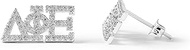 Delta Phi Epsilon Earrings — White Gold Plated Stud Earrings, Long-Lasting Delta Phi Epsilon Sororit